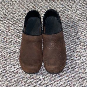Brown sanita clogs